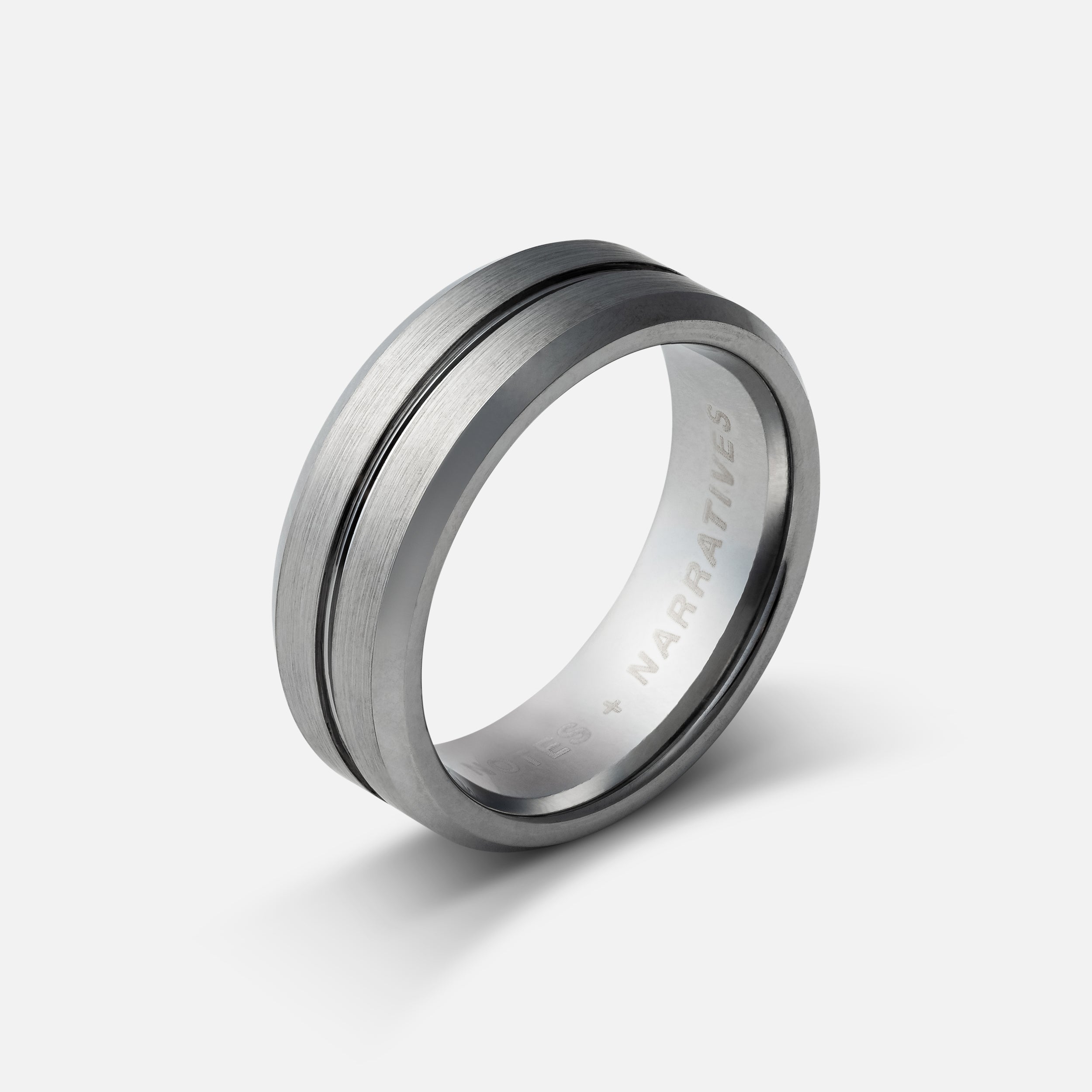 Striped Tungsten Ring (Silver) 8MM